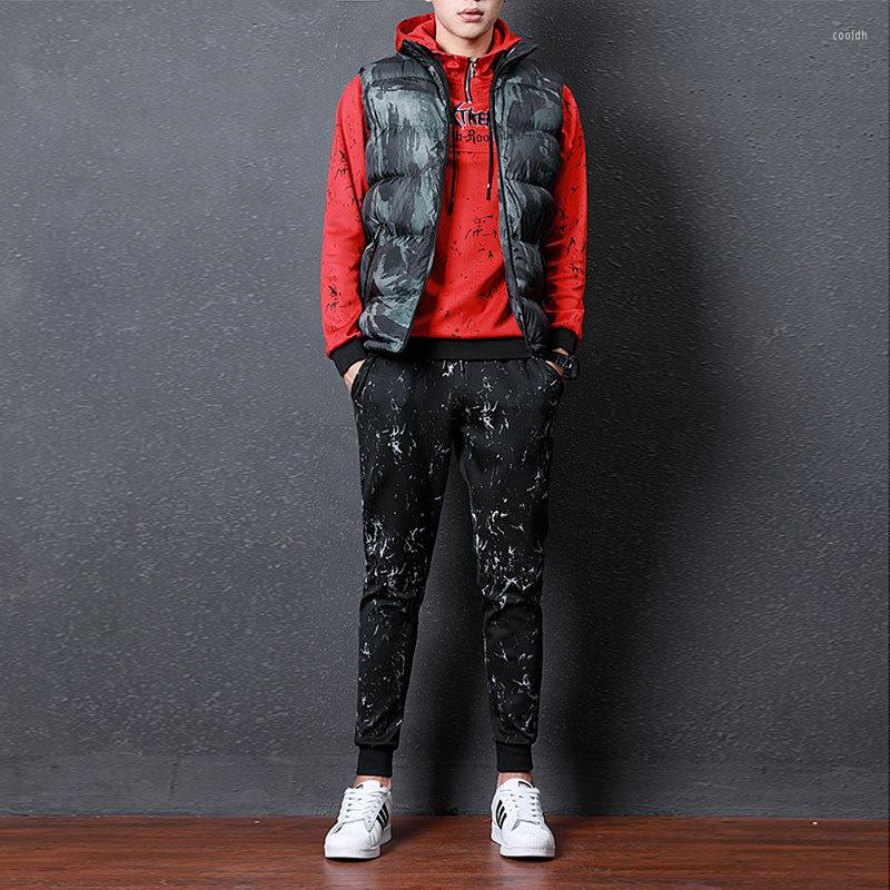 

Men's Tracksuits Fashion Brand Man Tracksuit Plus Velvet Thickening High Quality Hip Hop 3 Pieces Sets Autumn Winter Large Size Men's, Black-white