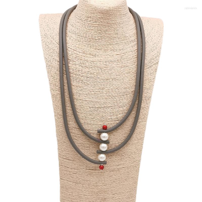 

Chains Gothic Pearl Necklace For Women Handmade Luxury Designer Rubber Chain Jewelry Bridesmaid Gift Beaded Layered