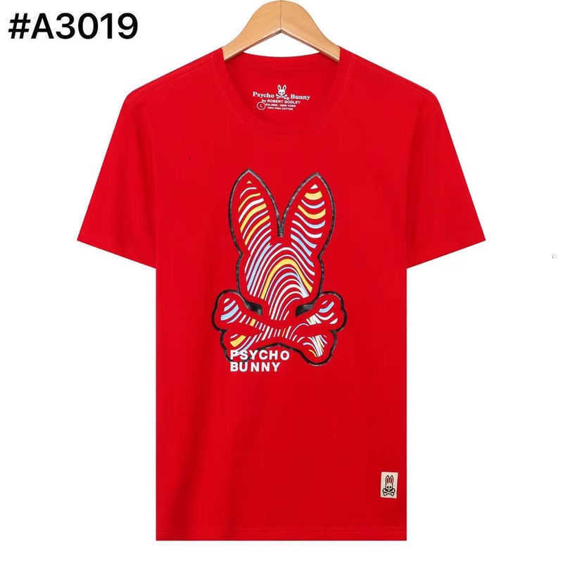 

2023 Spring / Summer New Psycho Bunny Skeleton Rabbit Men and Women's Short Sleeve Printed Pattern Tide Brand T-shirt Pure Cotton Embroidery Trend Ach9 Anx5, White