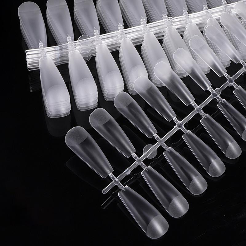 

False Nails 120pcs Acrylic Press On Coffin Artificial Fake Clear/Semi-matte Nail Tips For Extension Full Cover Tool, 120pcs-ct4