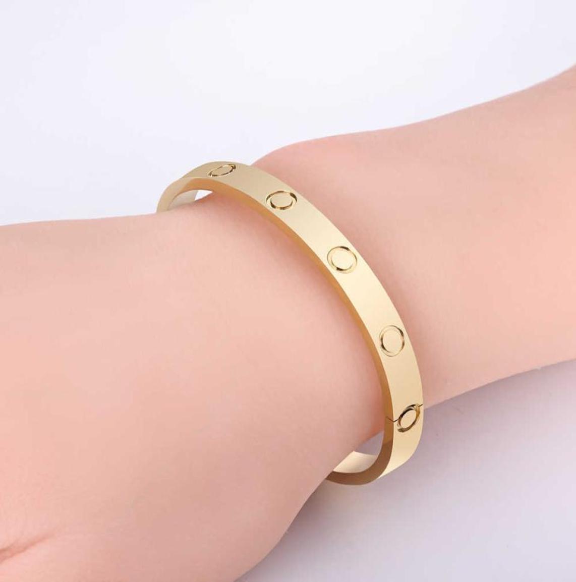 

High Edition Classic Love Jewelry Cuff Bracelets Bangles for Women Men Gold Silver RoseGold Color 316L Titanium Steel Jewelry With1118047