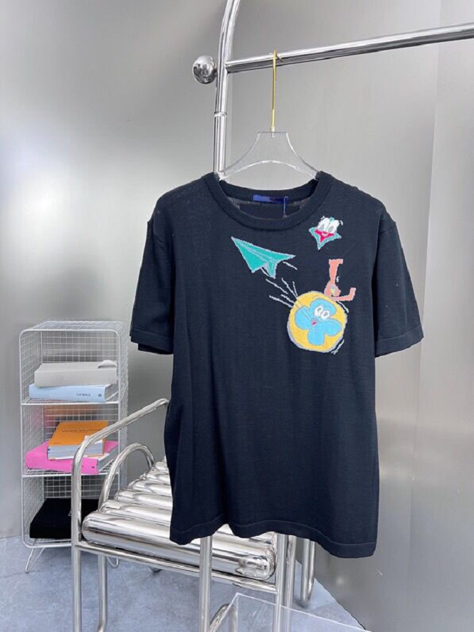 

2023 high street New AOP jacquard letter knitted sweater in acquard knitting machine e Custom jnlarged detail crew neck cotton r4g555, Black