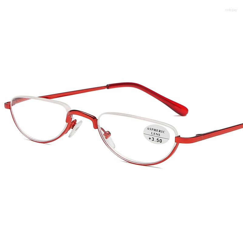 

Sunglasses Half Frame Reading Glasses Women Metal Small Face Eyeglasses Men Ultralight Presbyopia Eyewear Red Unisex 1.0 To 4.0