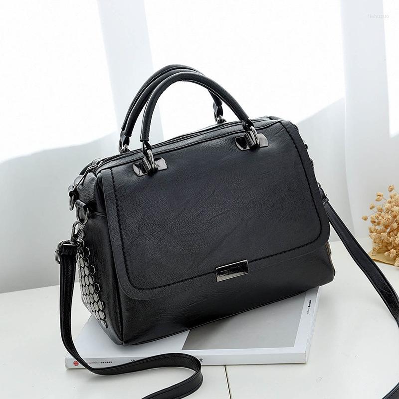 

Evening Bags Pu Leather Shoulder Designer Luxury Handbags High Quality Vintage Casual Tote Bag Bolsa Feminina Luxe, Black