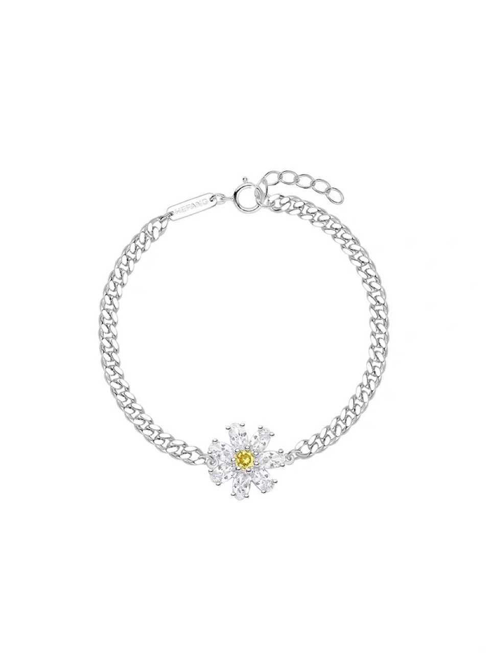 

HE He Family Fang Jewelry Female INS Small and Simple Daisy Bracelet Handpiece Zirconia Flower