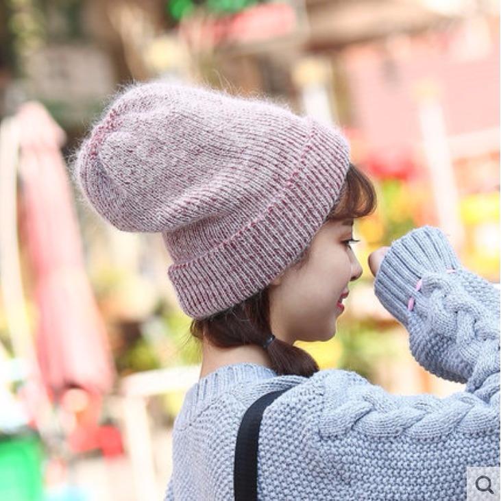 

Beanies Beanie/Skull Caps Warm Fur Beanie Girls Solid Bonnet Women Soft Hats Wool For Lady, White