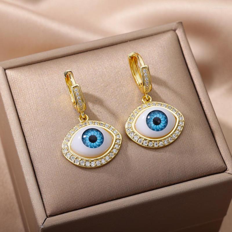 

Hoop Earrings The Eye Of Evil For Women Zircon Crystal Ear Ring Vintage Female Jewelry Brincos