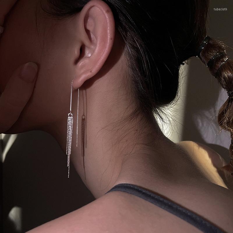 

Dangle Earrings Minimalist Shiny Chain Long Tassel Drop Earring Bright Round Beads For Women Girl Ear Line Jewelry Party Gift