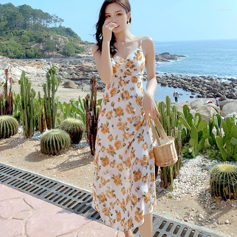 

Casual Dresses Women's French Dress Summer Long Slim Fit Wrap Hip Sexy Swinging Neck Fashion Age Reducing Western-style Fragmented, Multi