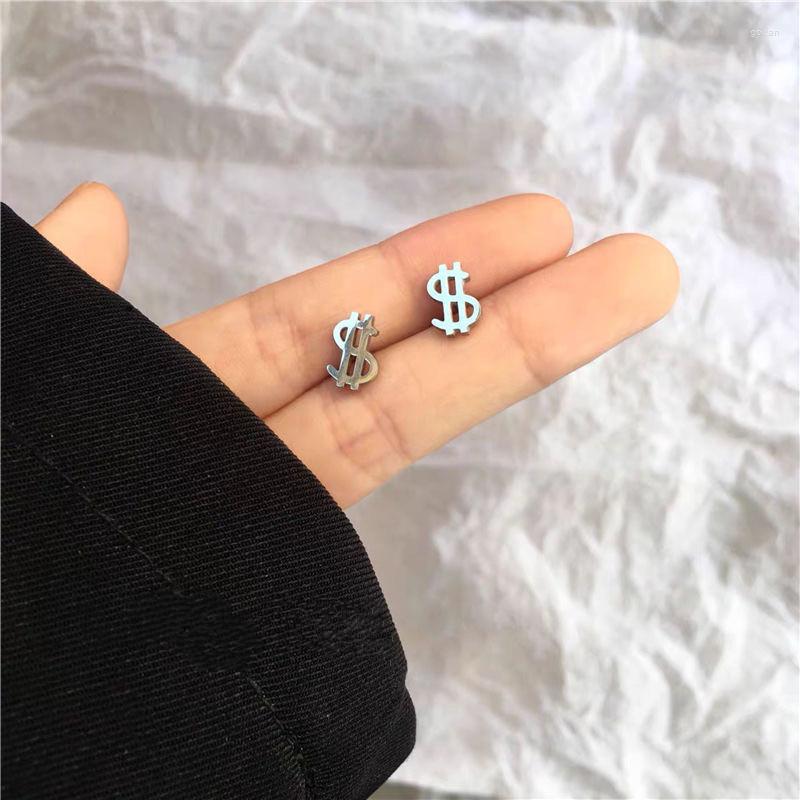 

Stud Earrings 2023 Punk Dollar Symbol Small Unisex Simple Couples Hiphop Party Jewelry