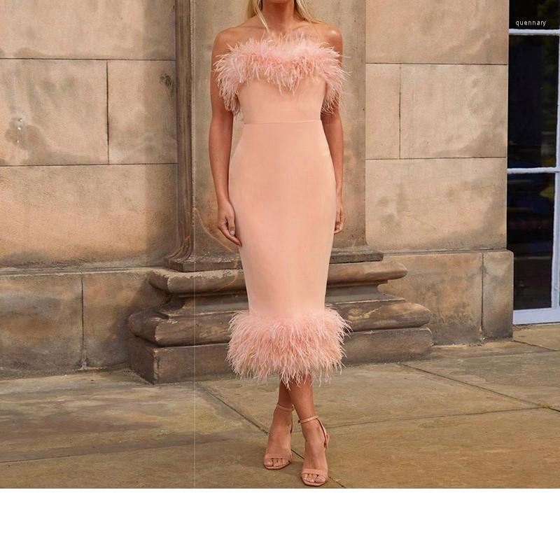 

Casual Dresses 2023 Autumn Winter Sexy Feather Club Party Women Pencil Bodycon Long Dress Off Shoulder Backless Split White Robe, Black