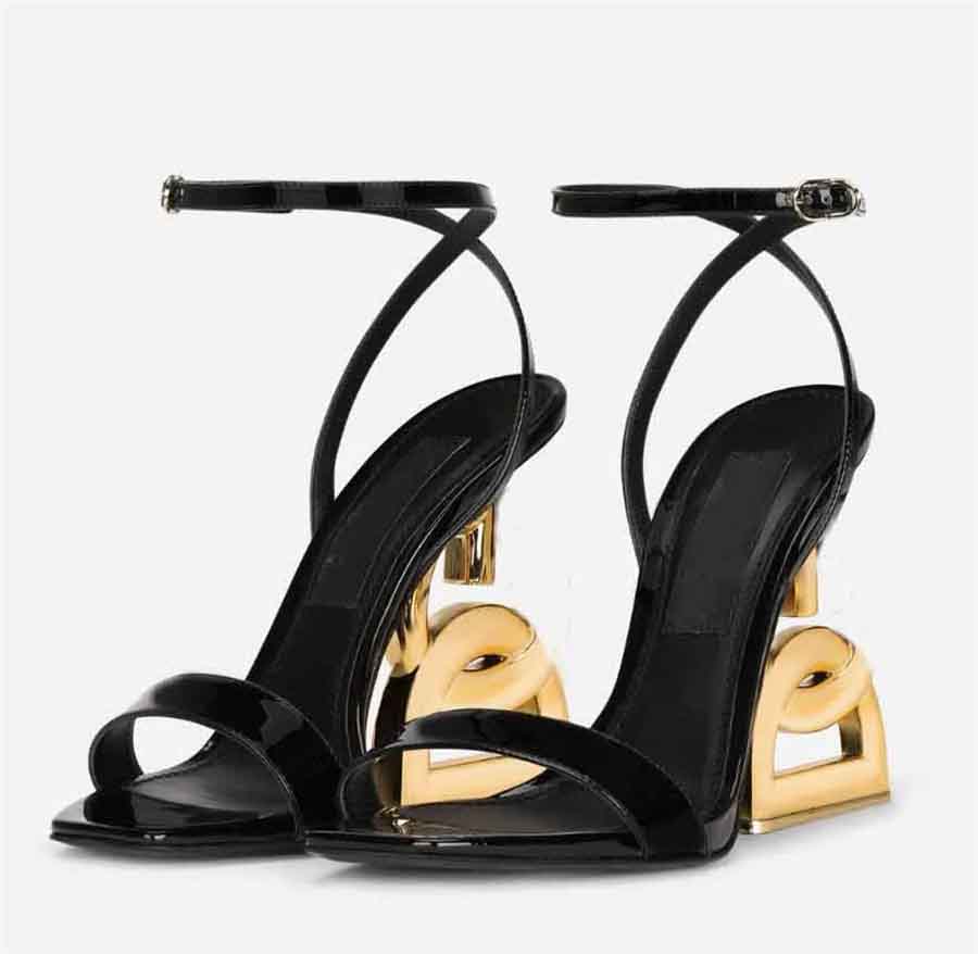 

Summer Luxury Brands Leather High Heel Sandals Fashion high-heeled Dress Shoes Designers Pop Heel Gold-plated Carbon Nude Black Pumps Gladiator Sandalias With Box, 10