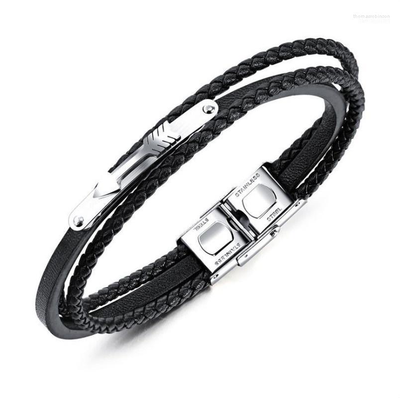 

Bangle Selling Simple Woven Multilayer Leather Alloy Thin Bracelet Men's Arrow Bracelet1