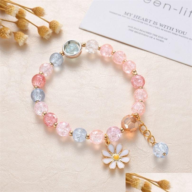 

Chain Korean Flowers Daisy Bracelets Bohemian Colorf Crystal Beaded Bracelet Handmade Elastic Rope Women Pseira Jewelry 220808 Drop D Dhkyr