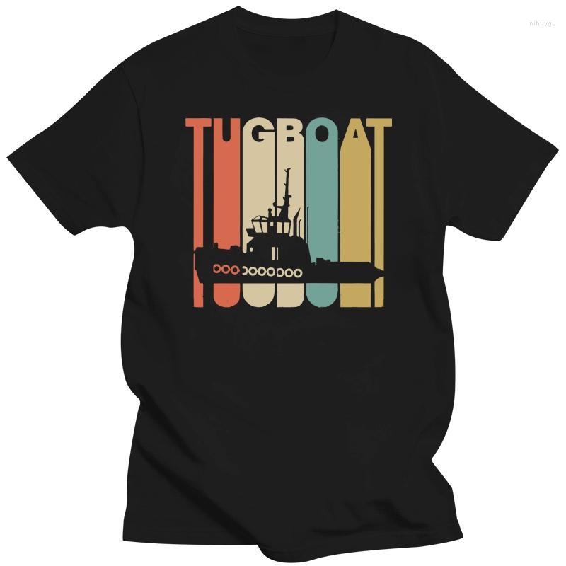 

Men's T Shirts Men Tshirt Vintage Style Tugboat Silhouette Shirt Printed T-Shirt Tees Top, Whitemen