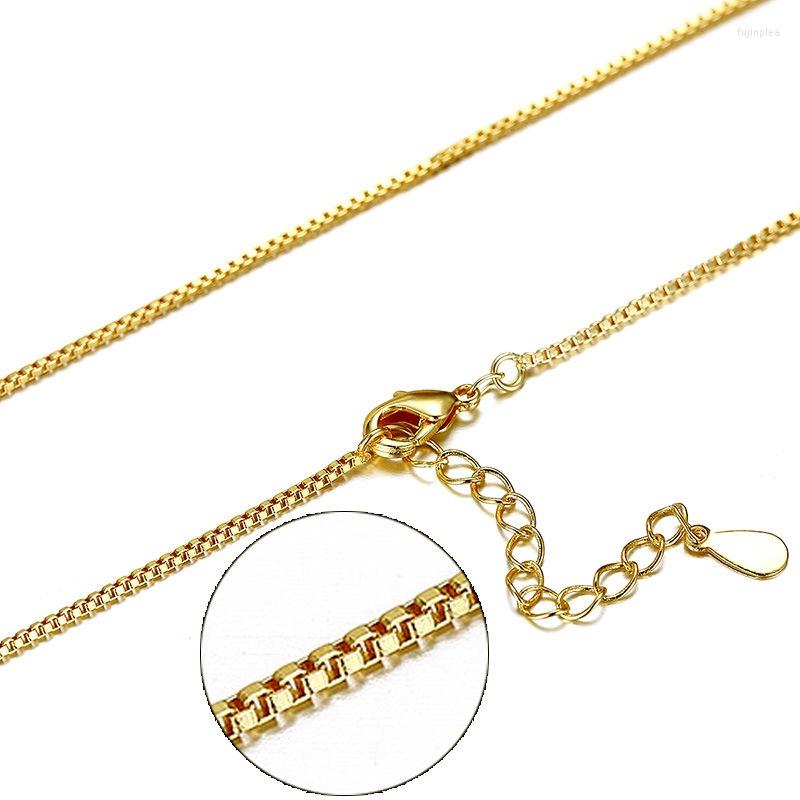 

Chains ZRHUA 1PC Nice Accessories Findings 18 Inches Necklace Genuine Gold Color Link Box Chain Lobeter Clasp Pendant