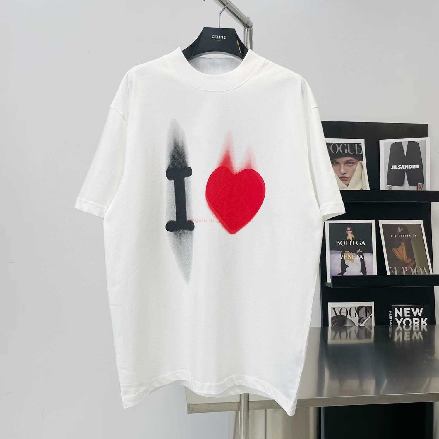 

Designer Fashion Clothing French Paris BB Luxury TShirt Tees Correct Version Bal520 Limited Fuzzy Love Short Sleeved Paris Loose Fitting Couple Half Sleeved Large T, Bl short sleeve love style - white