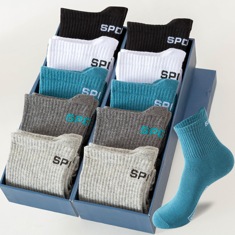 

Men's Socks 10Pairs Men Socks Organic Cotton Breathable Sports Socks Black Casual Athletic Spring Summer for Male Plus Size EUR3845 230512, 5 grey 5 dark grey