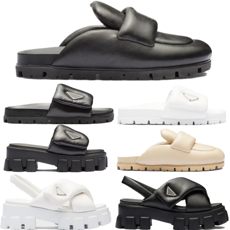 

Designer Slide Women Sandals Monolith Lined Soft Sheep Leather Sandal Fashion Beach Flat Flip Flops Soft Muller Shoes Slippers 35-40