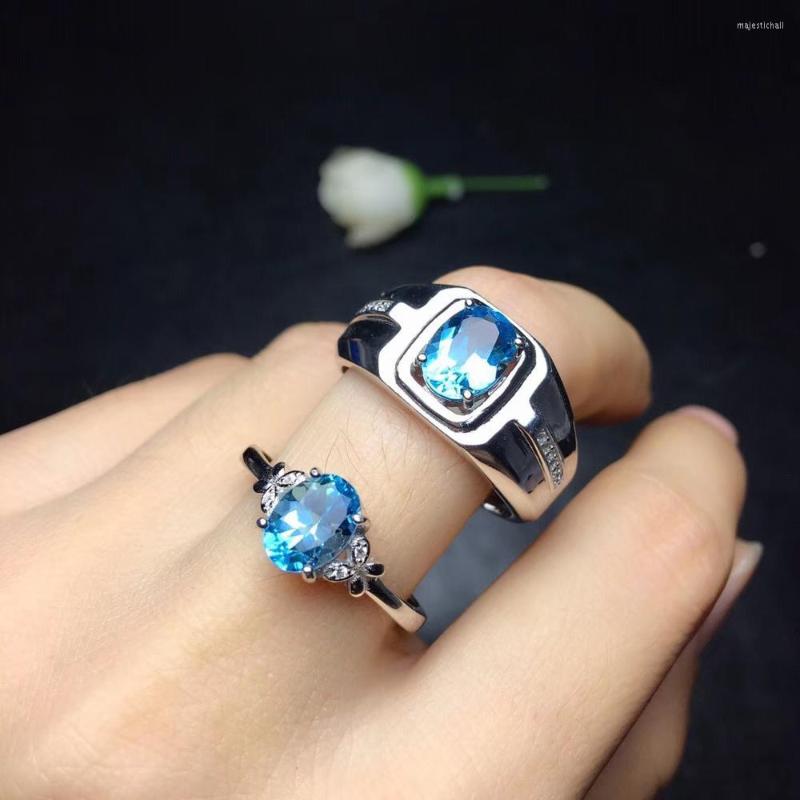 

Cluster Rings Lover Ring Natural And Real Topaz 925 Sterling Silver Fine Jewelry For