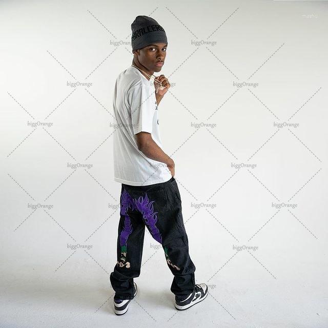 

Men' Jeans Anime American Y2k High Street Harajuku For Men Casual Hip Hop Printed Menwide Foot Pants Straight Leg
