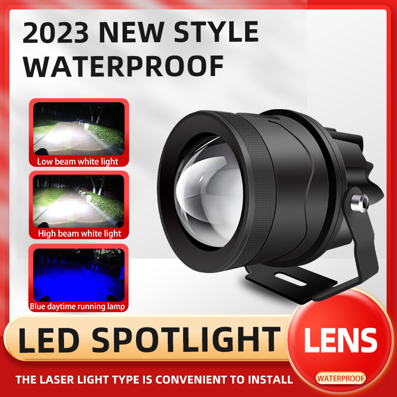 

Motorcycle Spotlight With blue demon eyes 80W Adjustment Laser External Headlight LED Driving Working Fog Lamp For Motorbike