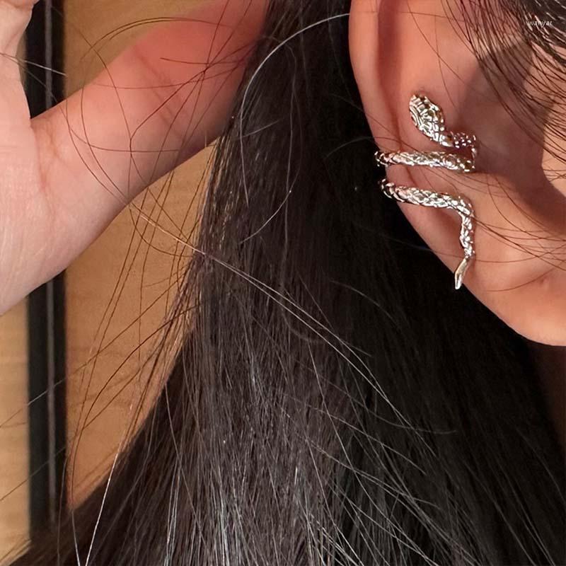 

Backs Earrings 1 Pair Snake Clips On For Women Vintage Punk Silver Color Ear Clip Cuff Personality Jewelry Accessories Gifts