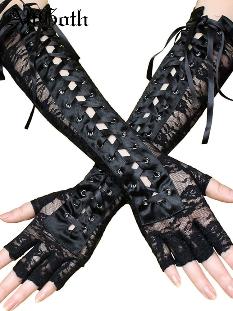 

Sleevelet Arm Sleeves AltGoth Harajuku Lolita Oversleeve Women Gothic Dark Sexy Lace Bandage Warmer Streetwear Cosplay Punk Y2k Emo Alt Sleeve 230512