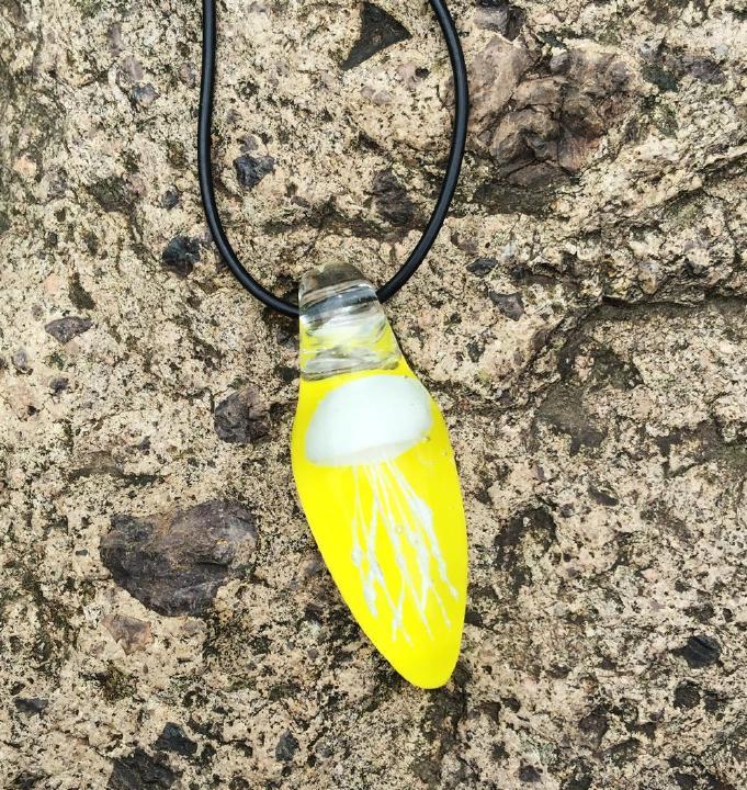

Pendant Necklaces On Sale Jewelry Handmade Glass White Jellyfish Yellow Bottom