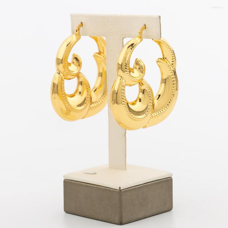 

Hoop Earrings Dubai Gold Plated For Women Geometry Bride Weddings Party Trend Lady Hook Jewellery Daily Wear