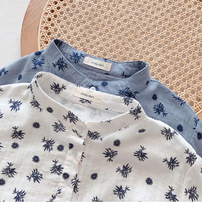 

Women's Blouses 2023 Summer Literary And Elegant Style Grass Print Loose Soft Breathable Double-layer Cotton Yarn Shirt Women, White