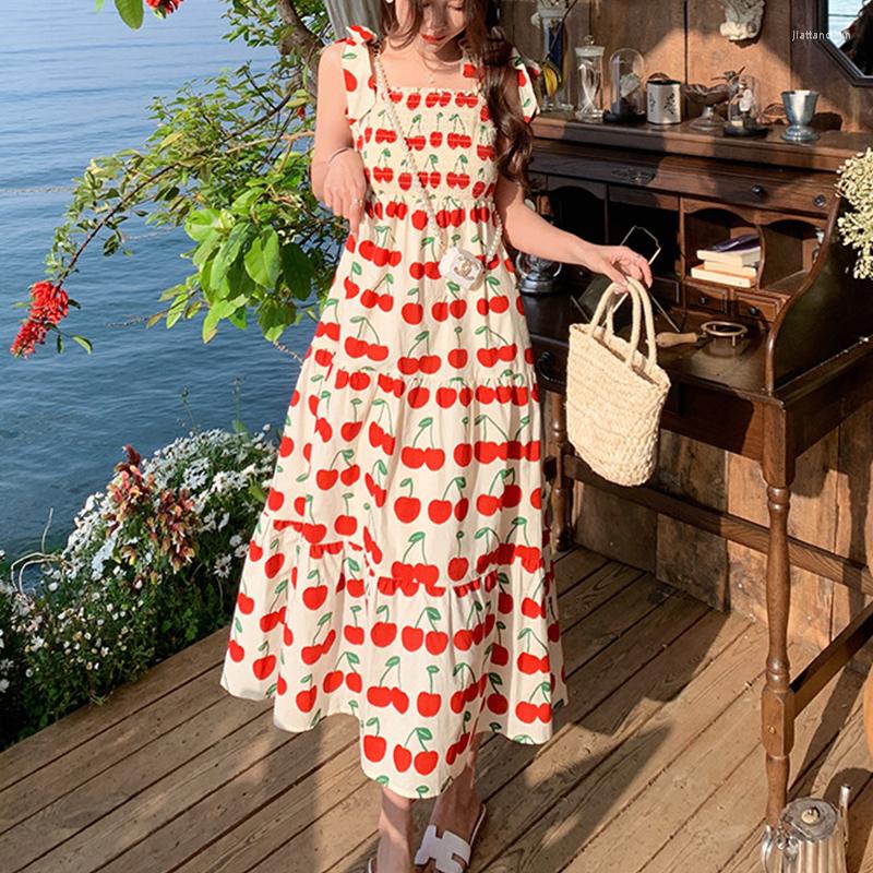 

Casual Dresses Women Red Cherry Party Dress Vintage 2023 Elegant Summer Strapless Swing Retro Halter Pin Up
