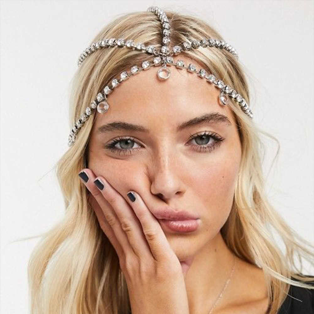 

Bling Crystal Bridal Hair Clip Hairband Luxurious Pin Multi-layer Chain Versatile And Sparkle Rhinestone Headwear Chainbling Barrette Hairdressing Accessories