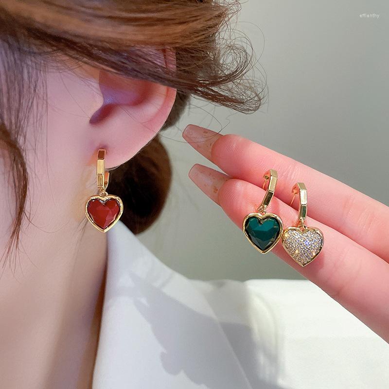 

Dangle Earrings 26mm Rhinestone Heart For Women Decoration Gift Jewelry