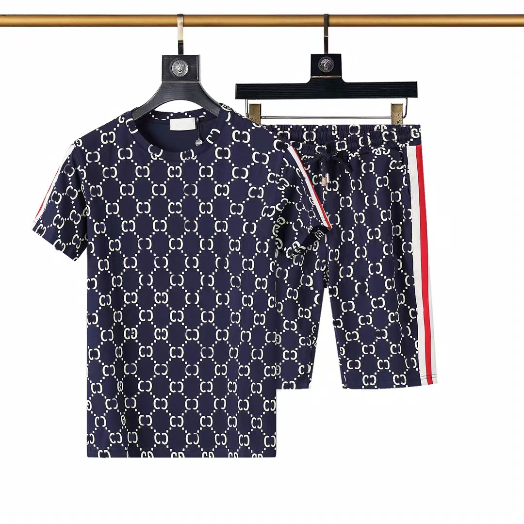

2023Fashion Men's and women's summer sports suit sports suit leisure classic font pattern men's short-sleeved shorts men's T-shirt color clothes, has the original picture