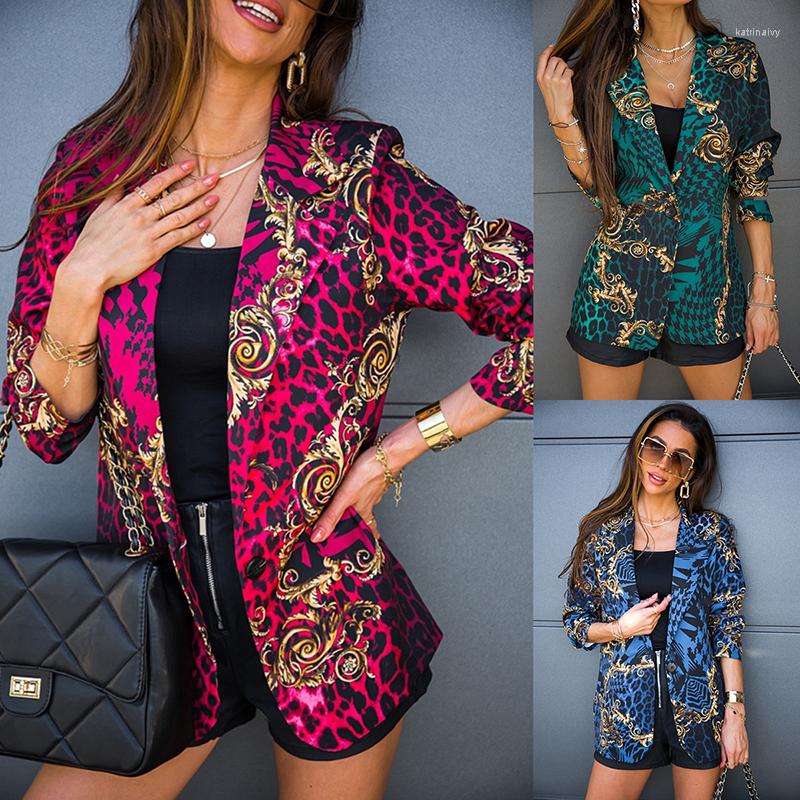 

Women' Suits Autumn Lady Elegant Blazer Coats Fashion Turn-Down Collar Women Outerwear Printing Casual Simple Long Sleeve Jackets Print