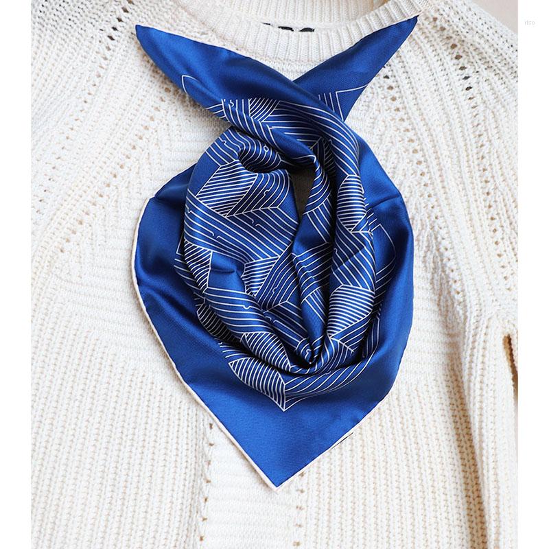 

Scarves Geometric Print Silk Bandana Neckerchief Women Small Square Fashion Wraps 21"