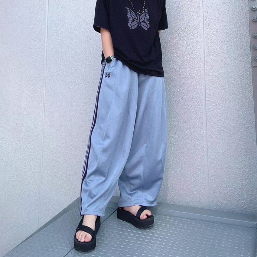 

Men's Pants 2023ss Wide Leg Needles Sweatpants Men Women Oversized Blue AWGE Trousers Embroidery Butterfly 230512