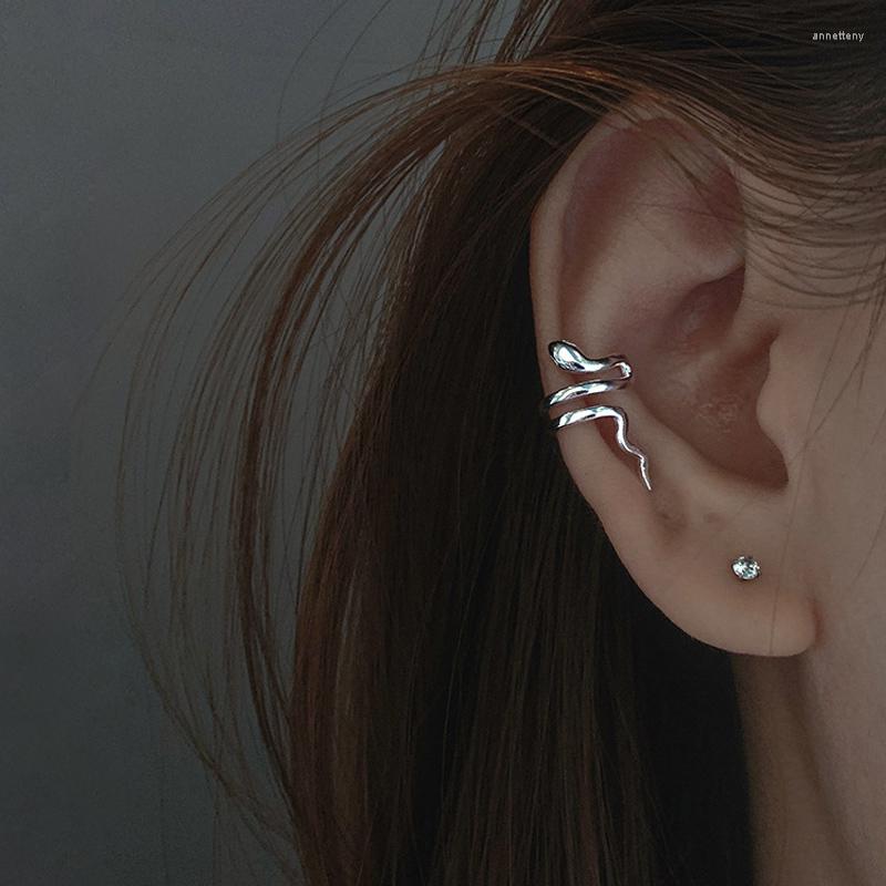 

Backs Earrings Snake Shaped Ear Clip Without Hole Earring Jewelry Creative Design Silver Plated Bone Female Egirls Accessories