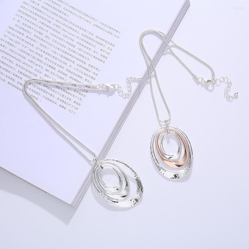 

Pendant Necklaces Irregular Oval Necklace Geometric Ellipse For Women Punk Jewelry