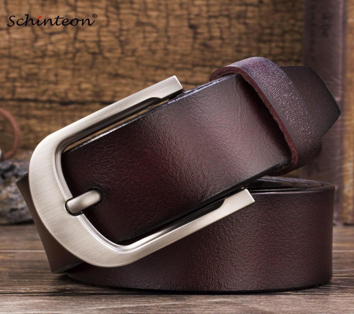 

Belts Schinteon Men Cowhide Genuine Leather Jean Pin Buckle Belt Casual Waist Strap High Quality Yellow 2211058841782, Black
