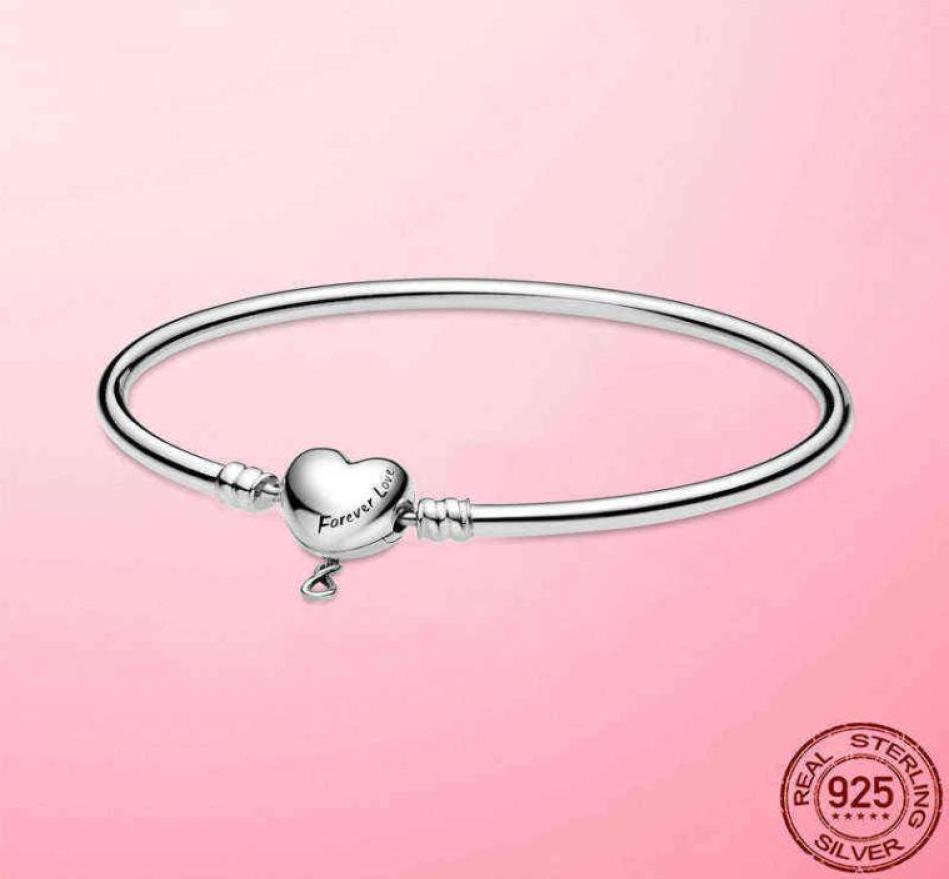

New Love Bangle 925 Sterling Silver Original Bracelet Simple Forever Heart for Women Birthday Female Gift5422902