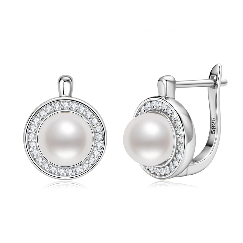 

Diamond Passed Test 925 Sterling Silver Pearl Moissanite Earrings Jewelry for Girls Women Nice Gift Studs