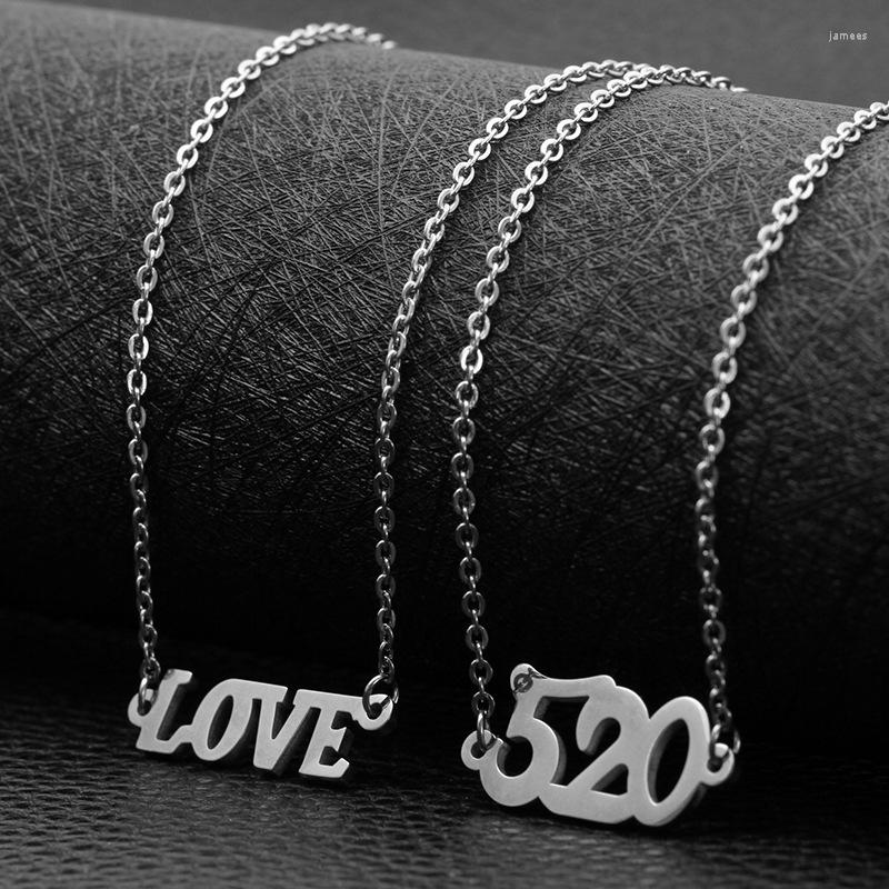 

Pendant Necklaces Fashion Titanium Steel 520 Digital Stainless English Alphabet Clavicle Chain Simple Wild Jewelry