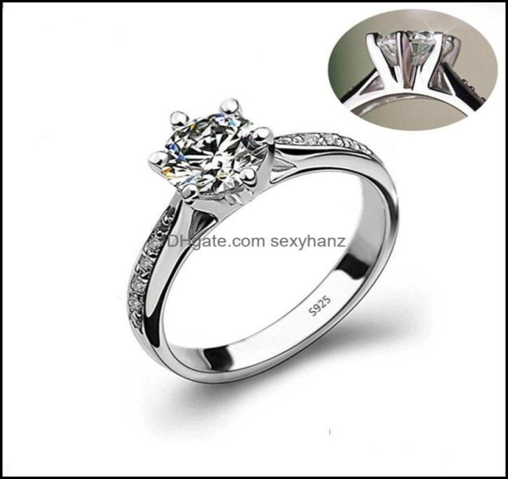 

Couple Rings Hbp Fashion Luxury New Hand Decoration Womens Micro Set 8Heart 8Arrow Super Flash 6Claw Commemorative 3A Zircon Ri5094357