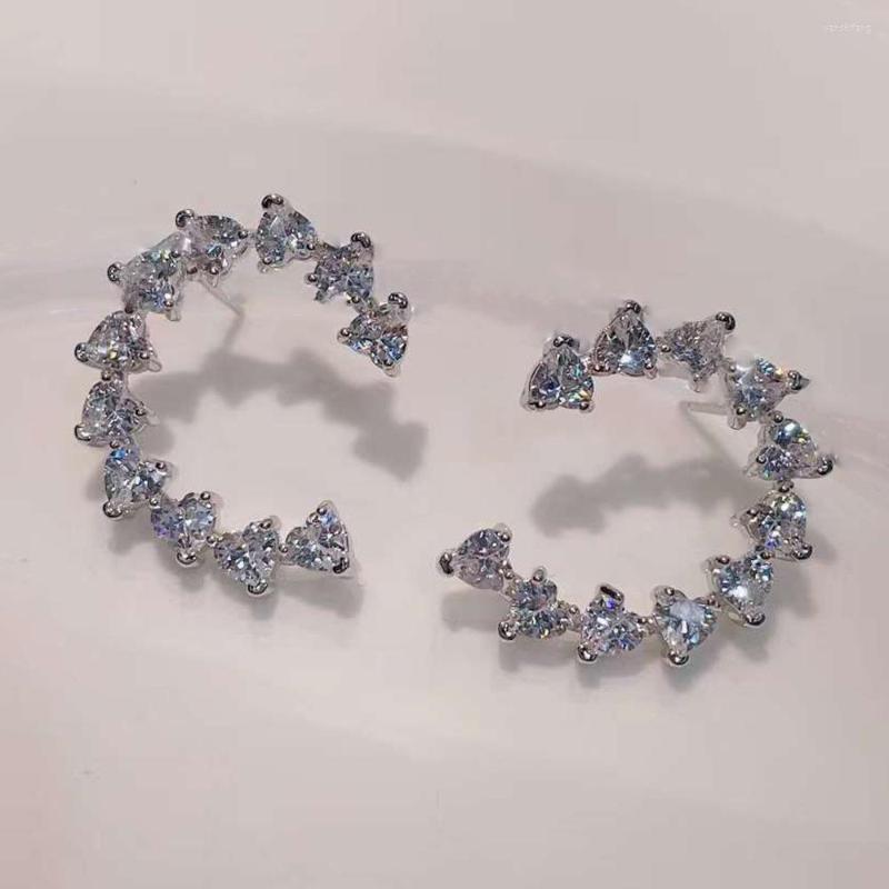 

Dangle Earrings 2023 Fashion Heart Cubic Zirconia C Shape Drop For Women Korean Wedding Banquet Party Jewelry Accessories Brincos