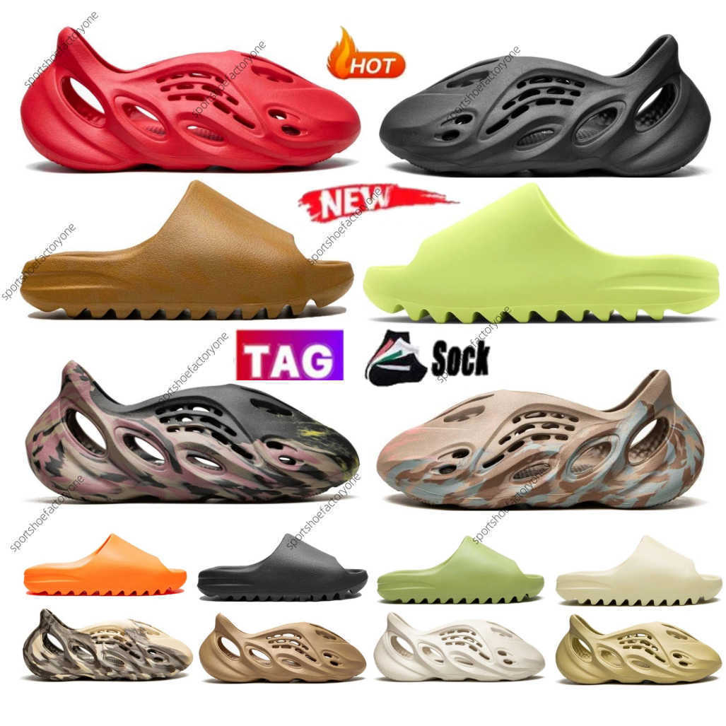 

slippers foam runners designer slide for women shoes flip flops orange desert bone brown luxury sandals blue onyx glow green men woman 3648, Yz20