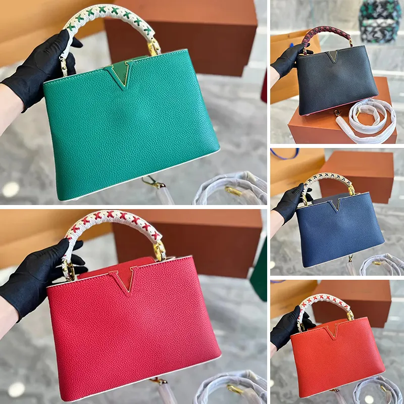

Designer Shoulder Bags Women CAPUCINES BB Totes Crossbody Bag Top Handle AURILLON Leather Handbags Woman Luxury Purses Handbag Mid Size, Blue