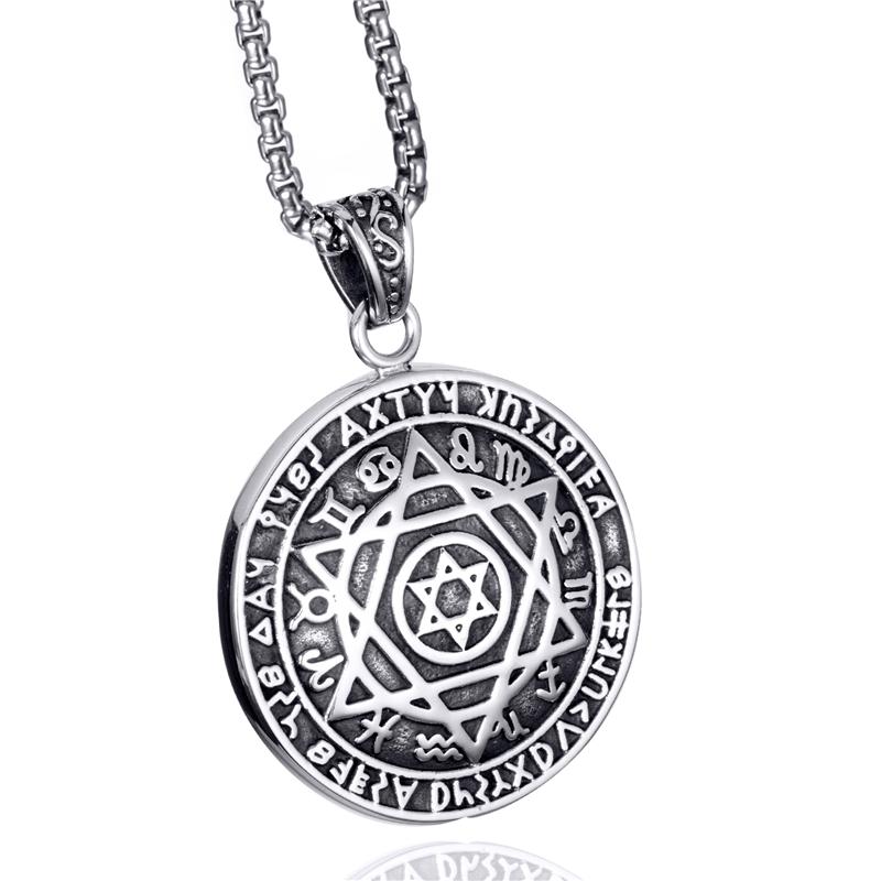 

Pendant Necklaces Elfasio Magic 12 Constellations Pentagram Star Stainless Steel Necklace For MenPendant