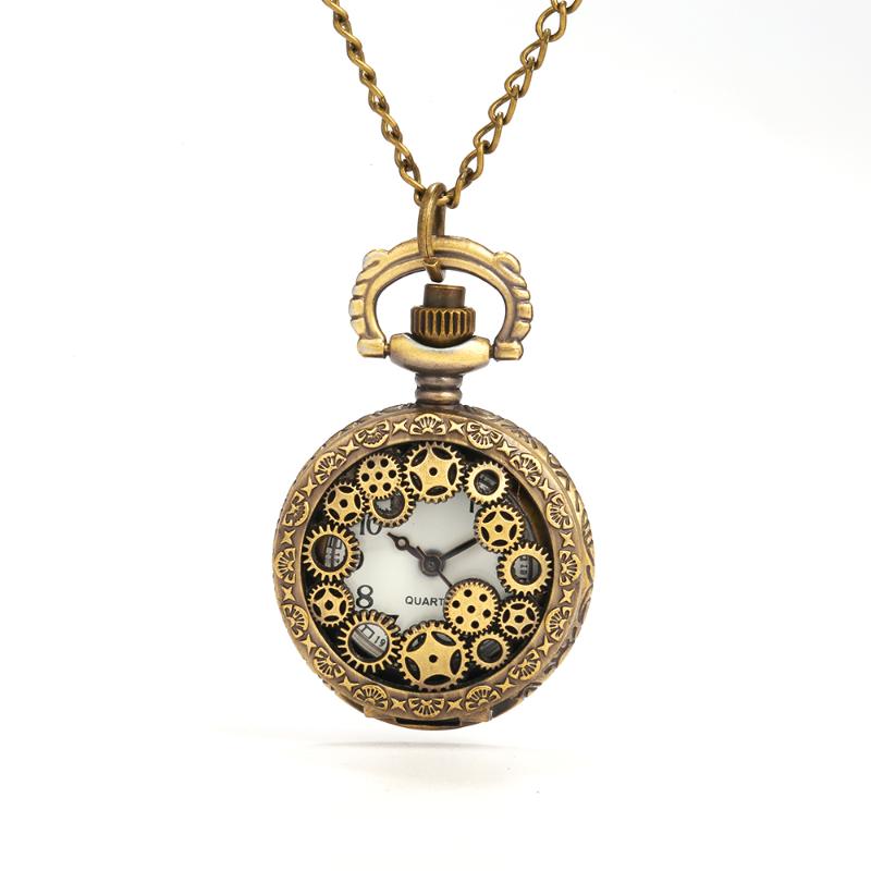 

Pocket Watches Large Bronze Wheel Roman Scale Watch Personality Creative Trend Retro Gift Quartz WatchPocket, Beronze8134